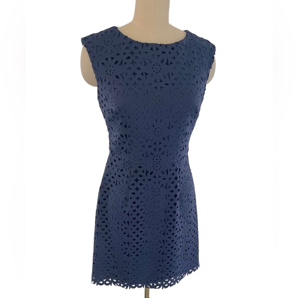 Trina Turk Navy Blue Carousel Lasercut Oped back Mini Classic Dress 4 S - Picture 4 of 16